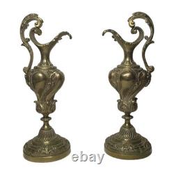01M1 ANCIENNE PAIRE DE CASSOLETTES AIGUILLERES EN BRONZE DORE XIXe NAPOLEON III