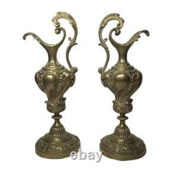 01M1 ANCIENNE PAIRE DE CASSOLETTES AIGUILLERES EN BRONZE DORE XIXe NAPOLEON III