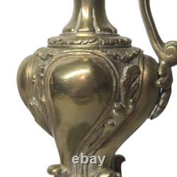 01M1 ANCIENNE PAIRE DE CASSOLETTES AIGUILLERES EN BRONZE DORE XIXe NAPOLEON III