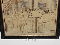 03I5 ANCIEN DESSIN ORIGINAL XIXe CHANTEURS DE LA CATHEDRALE D'ARRAS NAPOLEON III