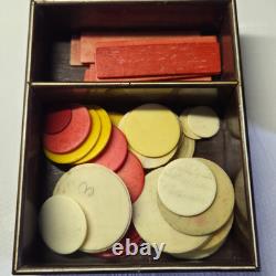 03L6 ANCIENNE BOITE COFFRET A JETONS DE JEU NAPOLEON III FIN XIXe SIECLE 1880