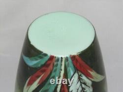 04F46 ANCIEN GRAND VASE OPALINE DÉCORS FLEURS PEINTS ÉMAILLÉ NAPOLÉON III XIXe