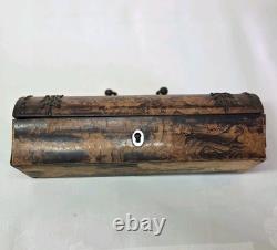 04L16 ANCIEN COFFRET BOITE A BIJOUX LOUPE ET FER FORGE NAPOLEON III XIXe SIECLE