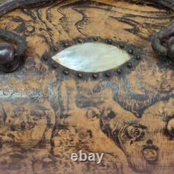 04L16 ANCIEN COFFRET BOITE A BIJOUX LOUPE ET FER FORGE NAPOLEON III XIXe SIECLE