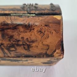 04L16 ANCIEN COFFRET BOITE A BIJOUX LOUPE ET FER FORGE NAPOLEON III XIXe SIECLE