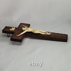 05K18 ANCIEN CRUCIFIX CHRIST MARQUETERIE NAPOLEON III RELIGION XIXe SIECLE