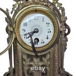 05M33 ANCIENNE HORLOGE EN BRONZE NAPOLEON III XIXe ET SES CANDELABRES 10 FEUX