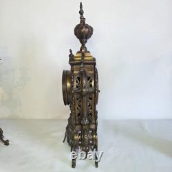 05M33 ANCIENNE HORLOGE EN BRONZE NAPOLEON III XIXe ET SES CANDELABRES 10 FEUX