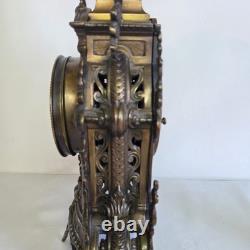 05M33 ANCIENNE HORLOGE EN BRONZE NAPOLEON III XIXe ET SES CANDELABRES 10 FEUX