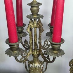 05M33 ANCIENNE HORLOGE EN BRONZE NAPOLEON III XIXe ET SES CANDELABRES 10 FEUX
