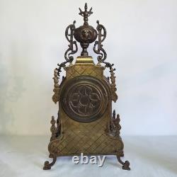 05M33 ANCIENNE HORLOGE EN BRONZE NAPOLEON III XIXe ET SES CANDELABRES 10 FEUX