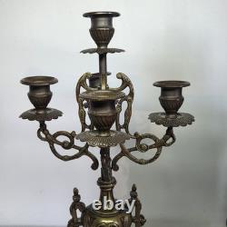 05M33 ANCIENNE HORLOGE EN BRONZE NAPOLEON III XIXe ET SES CANDELABRES 10 FEUX