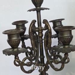 05M33 ANCIENNE HORLOGE EN BRONZE NAPOLEON III XIXe ET SES CANDELABRES 10 FEUX