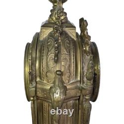 05M33 ANCIENNE HORLOGE EN BRONZE NAPOLEON III XIXe ET SES CANDELABRES 10 FEUX