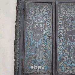 08K13 ANCIENNE GRILLE FACADE DE CHEMINEE EN LAITON AJOURE XIXe SIECLE DECORATION