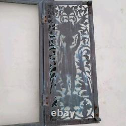 08K13 ANCIENNE GRILLE FACADE DE CHEMINEE EN LAITON AJOURE XIXe SIECLE DECORATION