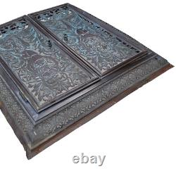 08K13 ANCIENNE GRILLE FACADE DE CHEMINEE EN LAITON AJOURE XIXe SIECLE DECORATION