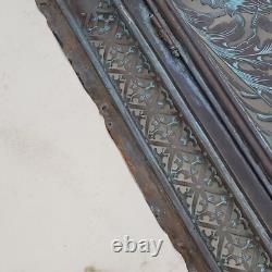 08K13 ANCIENNE GRILLE FACADE DE CHEMINEE EN LAITON AJOURE XIXe SIECLE DECORATION