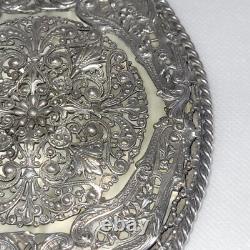 09K34 ANCIEN MIROIR FACE A MAIN EN BRONZE ARGENTE EPOQUE NAPOLEON III XIXe