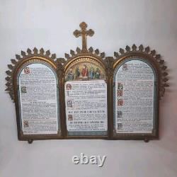 10K13 ANCIEN CADRE BRONZE AJOURE NAPOLÉON III XIXe CANON D'AUTEL EGLISE RELIGION