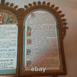 10K13 ANCIEN CADRE BRONZE AJOURE NAPOLÉON III XIXe CANON D'AUTEL EGLISE RELIGION