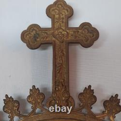 10K13 ANCIEN CADRE BRONZE AJOURE NAPOLÉON III XIXe CANON D'AUTEL EGLISE RELIGION