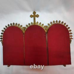 10K13 ANCIEN CADRE BRONZE AJOURE NAPOLÉON III XIXe CANON D'AUTEL EGLISE RELIGION
