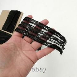 16 mètres de dentelle noire brodée de perles et sequins Napoléon III XIXe ancien