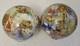 2 Boules Porte Perruque En Verre Souffl&eacute; D&eacute;cor Peint 12 Chromo Xix Charme Retro