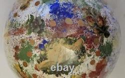 2 Boules porte perruque en verre soufflé décor peint 12 chromo XIX charme retro