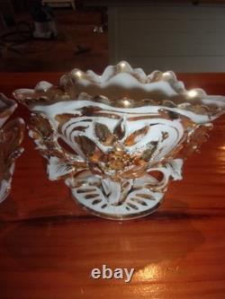 4 VASES D'EGLISE DE MARIEE EN PORCELAINE DE PARIS NAPOLEON III XIXè