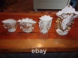4 VASES D'EGLISE DE MARIEE EN PORCELAINE DE PARIS NAPOLEON III XIXè