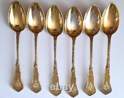 6 CUILLERES ARGENT ET VERMEIL MINERVE -XIXe French 6 Silver & Vermeil Spoons