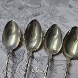 6 Cuillères en Argent Massif Vermeil Minerve Gravé 77g Napoléon III Milieu XIXè