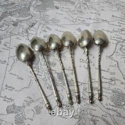 6 Cuillères en Argent Massif Vermeil Minerve Gravé 77g Napoléon III Milieu XIXè
