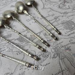 6 Cuillères en Argent Massif Vermeil Minerve Gravé 77g Napoléon III Milieu XIXè