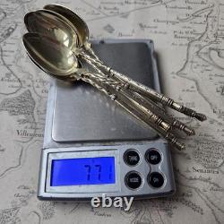 6 Cuillères en Argent Massif Vermeil Minerve Gravé 77g Napoléon III Milieu XIXè