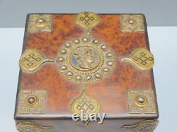 -ANCIEN COFFRET NAPOLEON III XIXe PORTRAIT avec CASQUE Ailé sur COUVERCLE D