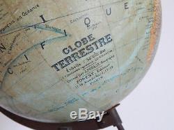 ANCIEN Globe Terrestre Mappemonde J FOREST éditeur fin XIXe Napoléon III