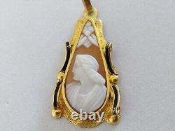 ANCIEN PENDENTIF CAMÉE OR 18 CARATS ÉMAIL NAPOLÉON III 18K XIXe profil antique