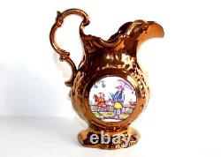 ANCIEN PICHET CARAFE CRUCHE DE JERSEY en FAIENCE EMAILLÉ XIXe STYLE NAPOLEON III