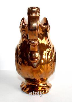 ANCIEN PICHET CARAFE CRUCHE DE JERSEY en FAIENCE EMAILLÉ XIXe STYLE NAPOLEON III