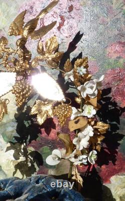 ANCIENNE GARNITURE de GLOBE de MARIÉE et sa COURONNE en tissu Napoléon III/ XIXe