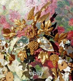 ANCIENNE GARNITURE de GLOBE de MARIÉE et sa COURONNE en tissu Napoléon III/ XIXe