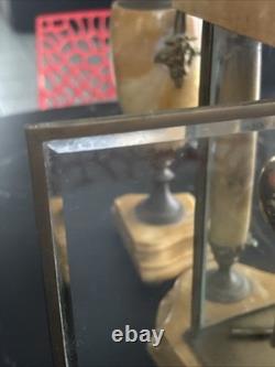 ANCIENNE PENDULE DE CHEMINÉE XIXe NAPOLÉON III ONYX MARBRÉ et RÉGULE LION