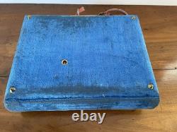 Ancien Album Photo Musical Napoléon III XIX Velours BleuBoîte À Musique Avec Clé