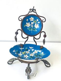 Ancien Baguier porte montre à gousset XIX eme Napoléon III faience