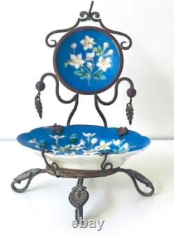 Ancien Baguier porte montre à gousset XIX eme Napoléon III faience