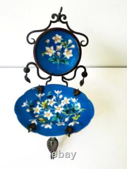 Ancien Baguier porte montre à gousset XIX eme Napoléon III faience