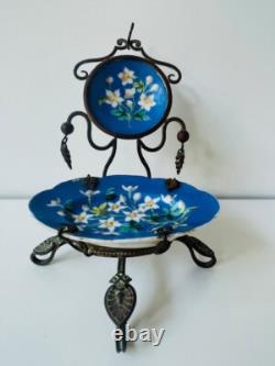 Ancien Baguier porte montre à gousset XIX eme Napoléon III faience